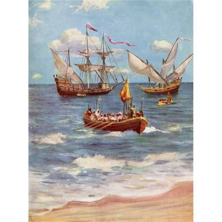 Vasco Da Gama Landing Near Calicut, India In 1498 Vasco Da Gama, 1st Count of Vidigueira, C.1460 Or 1469 to 1524 Portuguese Explorer From The Great Explorers Columbus & Vasco Da Gama Poste
