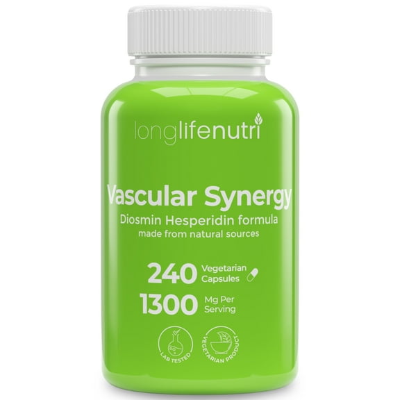 LongLifeNutri Vascular Synergy Complex, Diosmin 1000mg & Hesperidin 300mg for Vein Health