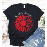 Vasculitis Awareness Sunflower and Red Ribbons Graphic T-Shirt, Unisex ...
