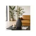thumbnail image 1 of Contemporary Ceramic Ribbed Vase for Living Room Decor - Decorative Flower Vase for Bedroom, Office Desk, and House Display - Home Accent for Dining Room Table Styling - 15", Black, 1 of 11
