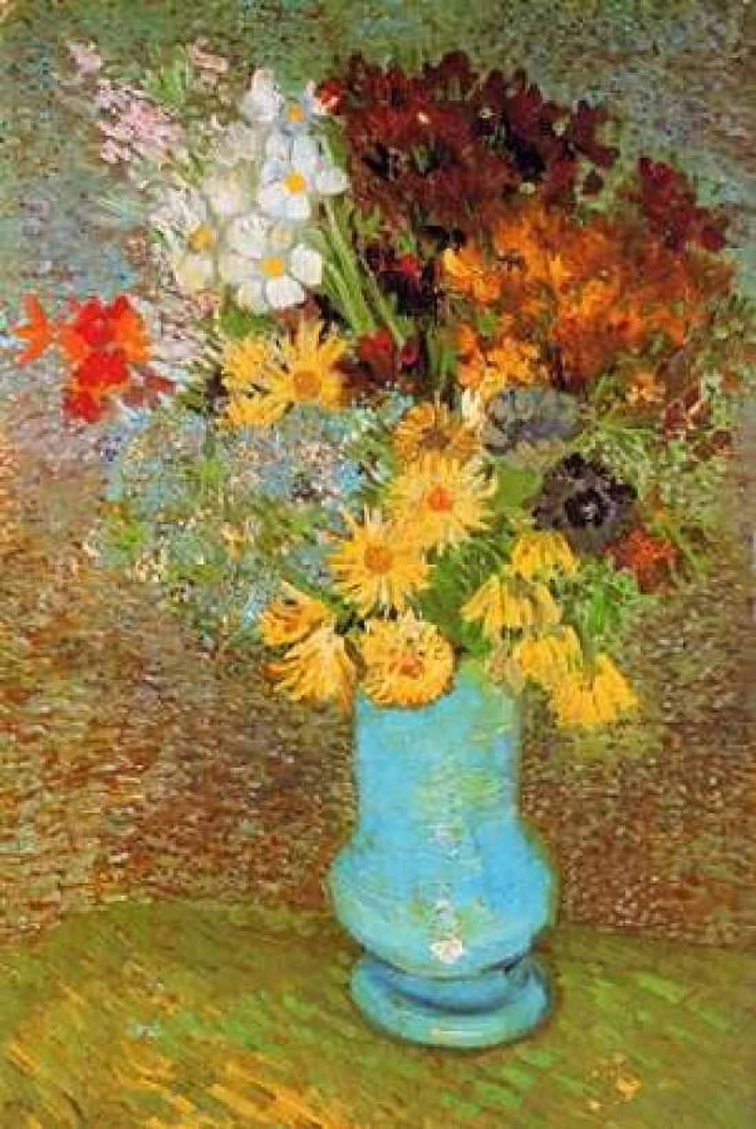 Vase Daisies And Anemones Canvas Art - Vincent Van Gogh (24 x 36)