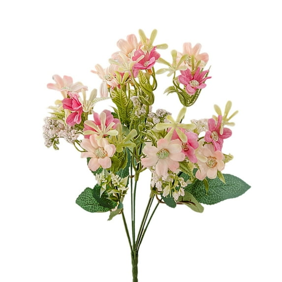 Vase Decor Flowers, Denbek Artificial Wedding Bouquet: Snowflake & Wild Chrysanthemum with Greenery