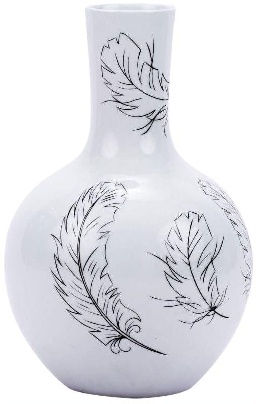 Vase Feathers Globular Round White Colors May Vary Black Varying