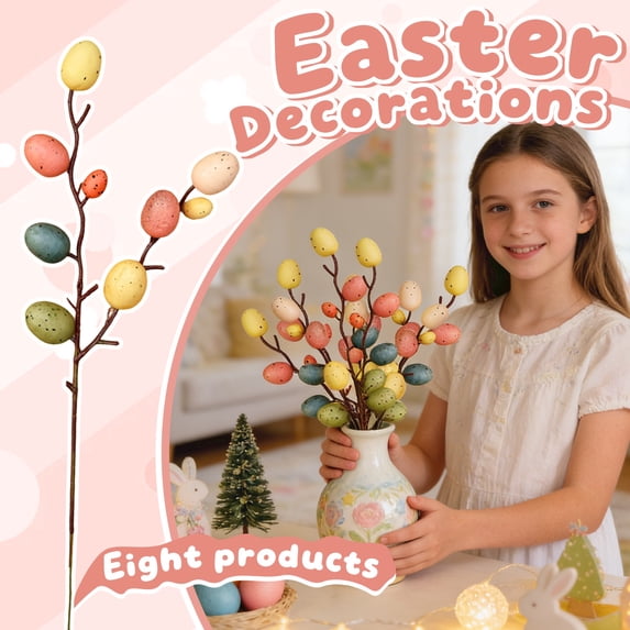 Vase Floral Arrangement 13 Inch Easter Egg Picks Set of 8 Foam Decorative Branches for Spring Table Centerpiece Home Easter Decorations
