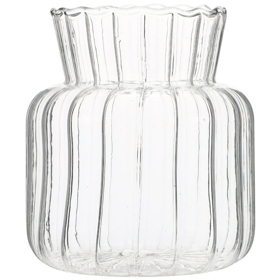 Homemaxs Striped Glass Vase Decorative Flower Container Water Planter Vessel Adornment