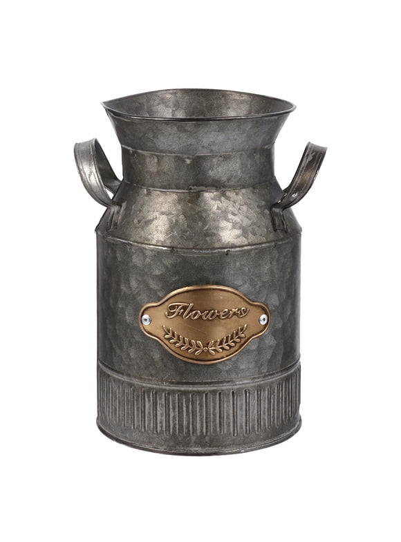 Vase Flower Metal Bucket Jug Chic Shabby Can Vintage Galvanized Farmhouse Pot Rustic Planter French Pitcher Country