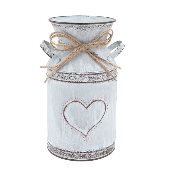 HOOWIFFY 1Pc Lightweight Silver Iron Heart Pattern Flower Planter for Indoor Decor