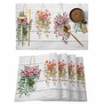 thumbnail image 1 of Vase Flowers Placemats Set of 1, Spring Pink Orange Floral White Wood Grain Non-Slip Place Mats Washable Table Mats for Kitchen Dining Table Decorations Indoor/Outdoor, 1 of 9