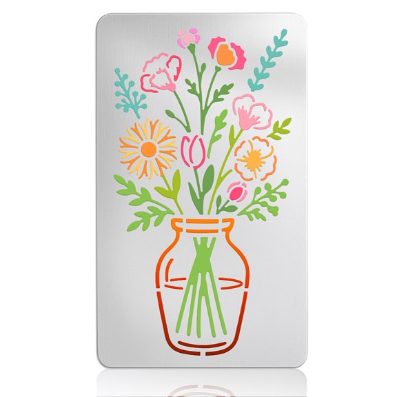 Vase Flowers Stencil Metal Stencil for Wood Burning Stainless Steel Template Flower Reusable Template for Carving Journaling Drawing