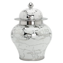 Vase Jar Decorative Jars Ceramic Silver Ginger Jar With Lid Chinese Tradition Decorative Porcelain Jars Temple Jar For Home Decor[Energy Class A]