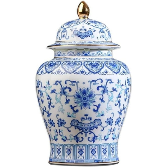 Vase Jar Storage Jar Chinese Ceramic Ginger Jar Floral Vases With Lid Gold Enamel Porcelain Vase Temple Jars Tea Storage Jar For Home Decorative