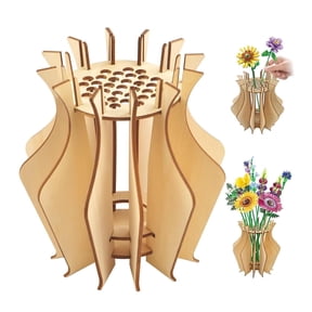 Vase for Lego Flowers - Living Room Decor Wooden Puzzle Flower Vase for Flower Bouquet Building Set - Display Stand for Roses Sunflower Tulips etc