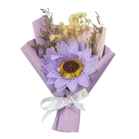 Vase Magnets for Fridge 3D Sunflower Fridge Stickers, Lifelike Dried Flower Bouquet Magnets, Waterproof Peel & Stick Kitchen Decor , Vibrant Home Decoration No Maintenance Needed Purple