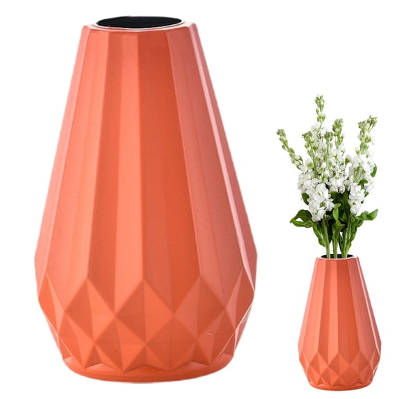 Vase Modern Simple Plastic Decorative Vase Orange, Modern Plastic Vase, Leakproof Lightweight Design, Kid-Safe, Perfect for Fresh Or Faux Floral Arrangements, By Kingtowag