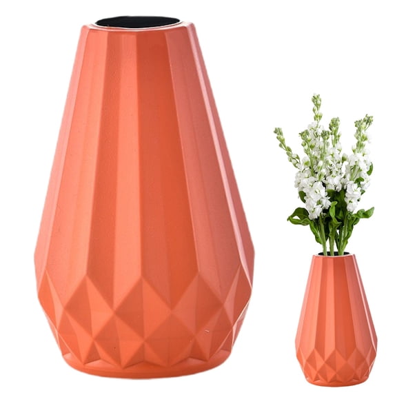 Vase Modern Simple Plastic Decorative Vase Orange, Modern Plastic Vase, Leakproof Lightweight Design, Kid-Safe, Perfect for Fresh Or Faux Floral Arrangements, By Kingtowag