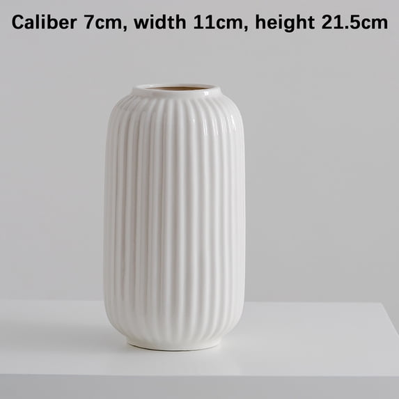 Vase, Modern White Ceramic Decorative Vase, Kiln-Fired Porcelain for Pampas Grass, Centerpiece for Table, 7.6-10 Inch