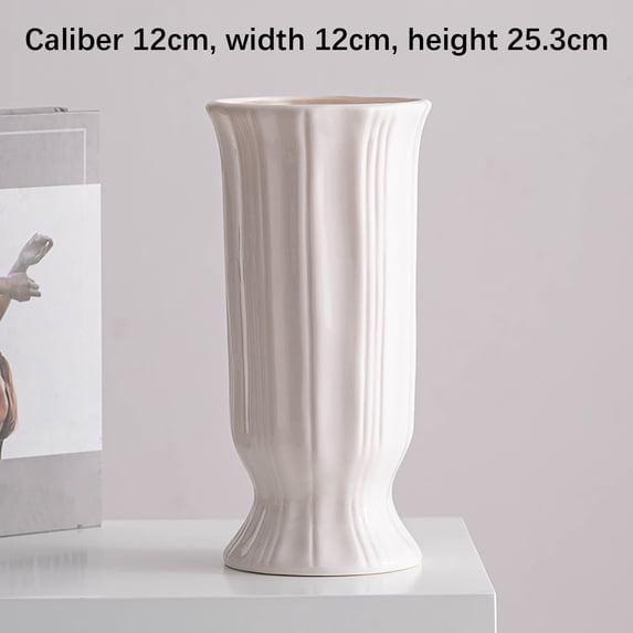 Vase, Modern White Ceramic Decorative Vase, Kiln-Fired Porcelain for Pampas Grass, Centerpiece for Table, 7.6-10 Inch