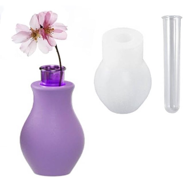Vase Mold Dry Flower Pot Silicone Molds With Tube Flower Vase Resin