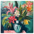 thumbnail image 1 of Vase Of Bright Tropical Flowers In Vase Paintings Canvas Wall Art by Art Remedy, Gallery Wrapped, 16" x 16", 1 of 7