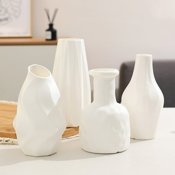 Vase Plastic Vase - Ceramic Appearance, Non-fragile Tabletop Decor, Durable Water-resistant Material, Home Office Wedding Gift, Decorative Art Centerpiece, Topliu