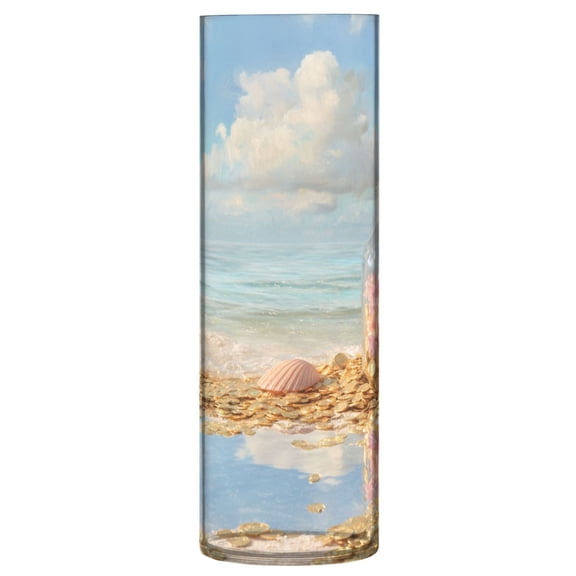 Vase Plastic Vase Flower Vase Desktop Decorative Vase Wedding Decoration Vase Anti-Drop Durable Beach Covered with Coins