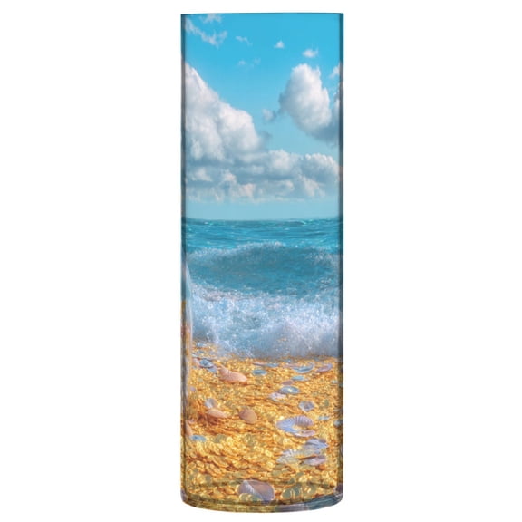 Vase Plastic Vase Flower Vase Desktop Decorative Vase Wedding Decoration Vase Anti-Drop Durable Beach Golden Coin Scenery