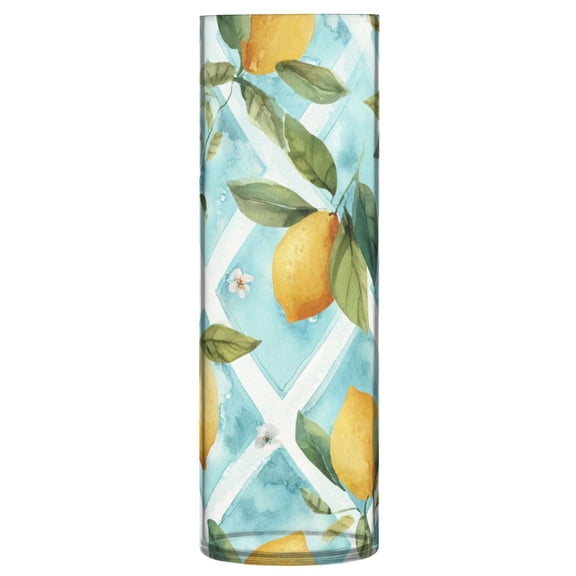 Vase Plastic Vase Flower Vase Desktop Decorative Vase Wedding Decoration Vase Anti-Drop Durable Beautiful Yellow Lemon Pattern