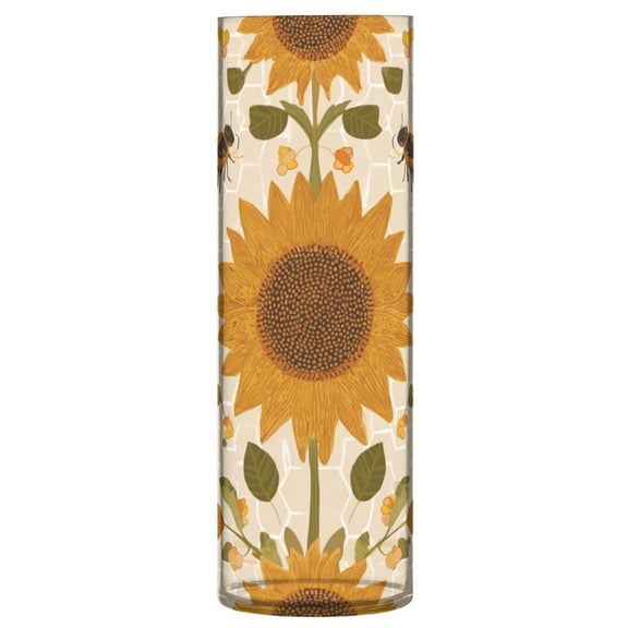 Vase Plastic Vase Flower Vase Desktop Decorative Vase Wedding Decoration Vase Anti-Drop Durable Bees and Sunflowers