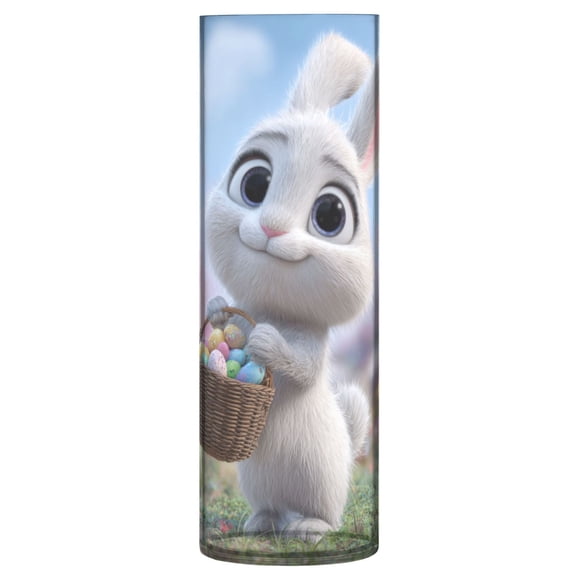 Vase Plastic Vase Flower Vase Desktop Decorative Vase Wedding Decoration Vase Anti-Drop Durable Cute Easter White Rabbit