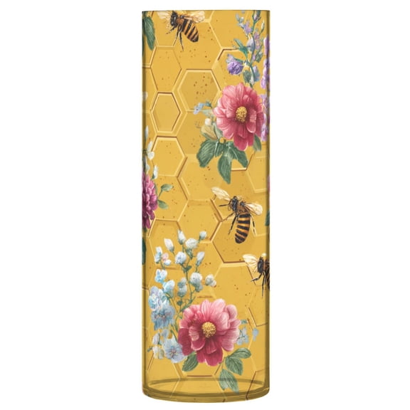 Vase Plastic Vase Flower Vase Desktop Decorative Vase Wedding Decoration Vase Anti-Drop Durable Honeycomb Bee Watercolor Floral