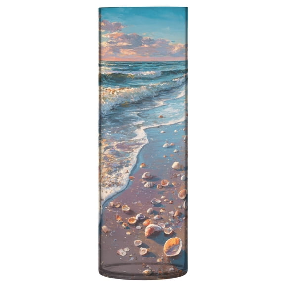 Vase Plastic Vase Flower Vase Desktop Decorative Vase Wedding Decoration Vase Anti-Drop Durable Seashell Beach Scene