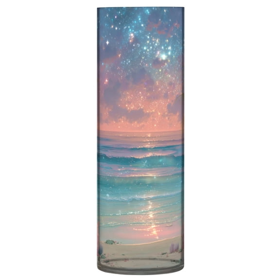 Vase Plastic Vase Flower Vase Desktop Decorative Vase Wedding Decoration Vase Anti-Drop Durable Tropical Beach Sunset