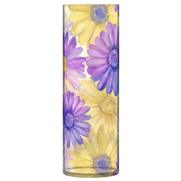 Vase Plastic Vase Flower Vase Desktop Decorative Vase Wedding Decoration Vase Anti-Drop Durable Vibrant Purple Daisy Pattern