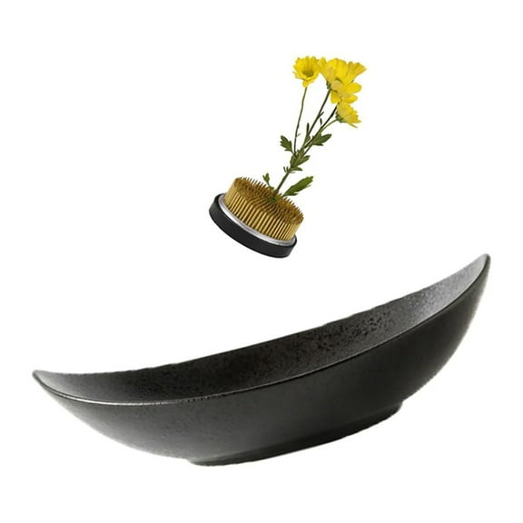 Vase Set, 2Inch Flower Frog Kanzan with 9Inch Bowl Vase - Includes Flower Frog