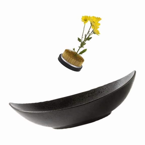 Vase Set, 2Inch Flower Frog Kanzan with 9Inch Bowl Vase - Includes Flower Frog