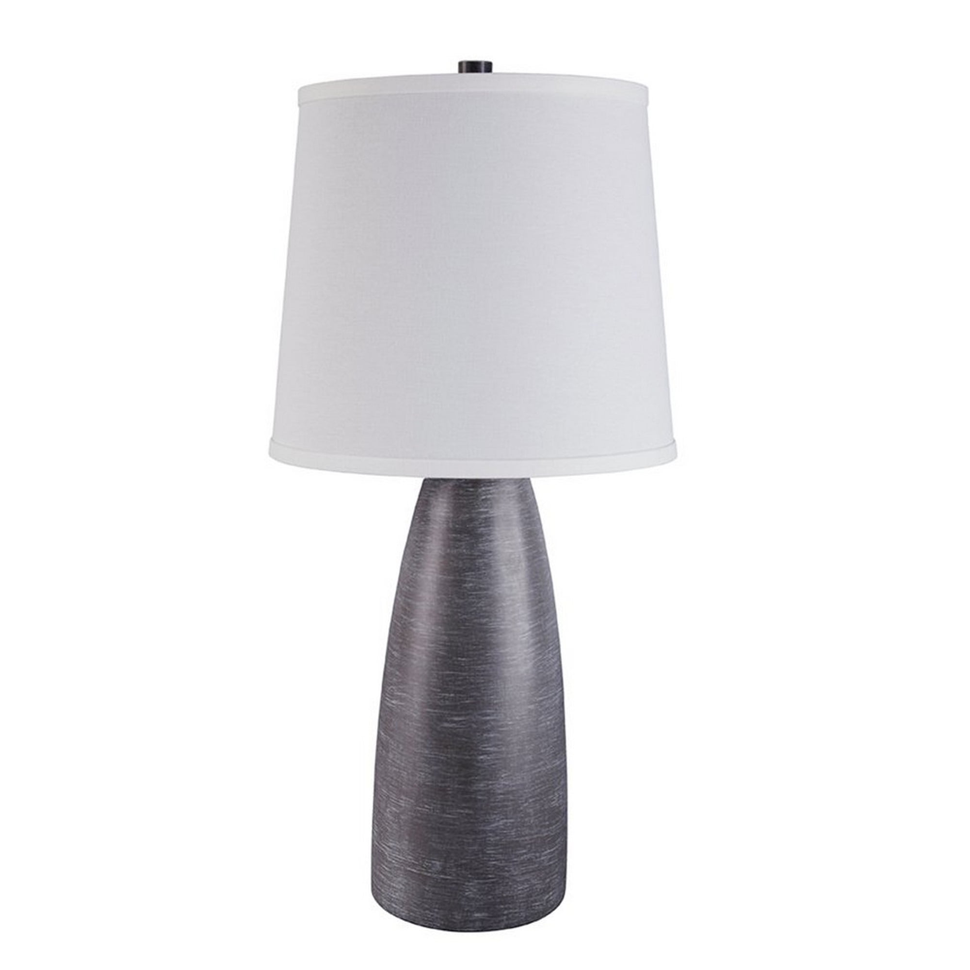 Set of 2 Gray Resin Table Lamps with White Drum Shades