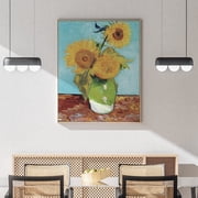 Vase with Three Sunflowers - 1888 | Vincent Van Gogh | Premium Fine Art Print | 19th Century Dutch | Post-Impressionism Art | Botanical | Plant Art | Nature Art