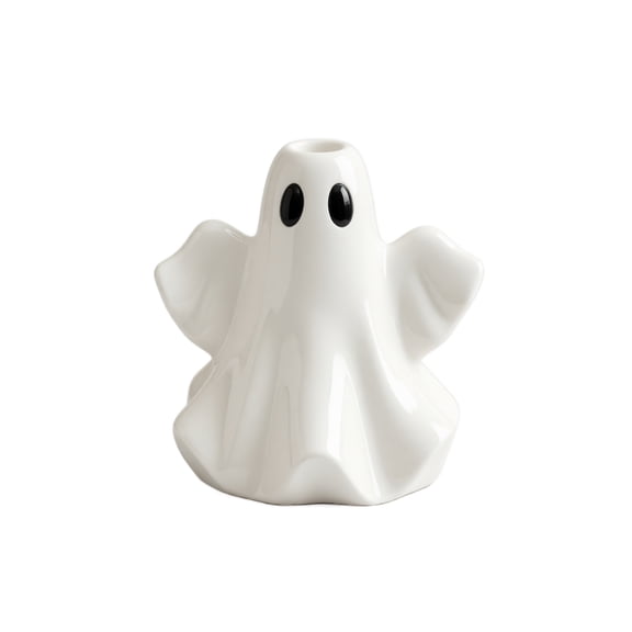 Vase White Ghost Ceramic Halloween Candle Holder 7 Inch Spooky Table Accent for Home Party Display