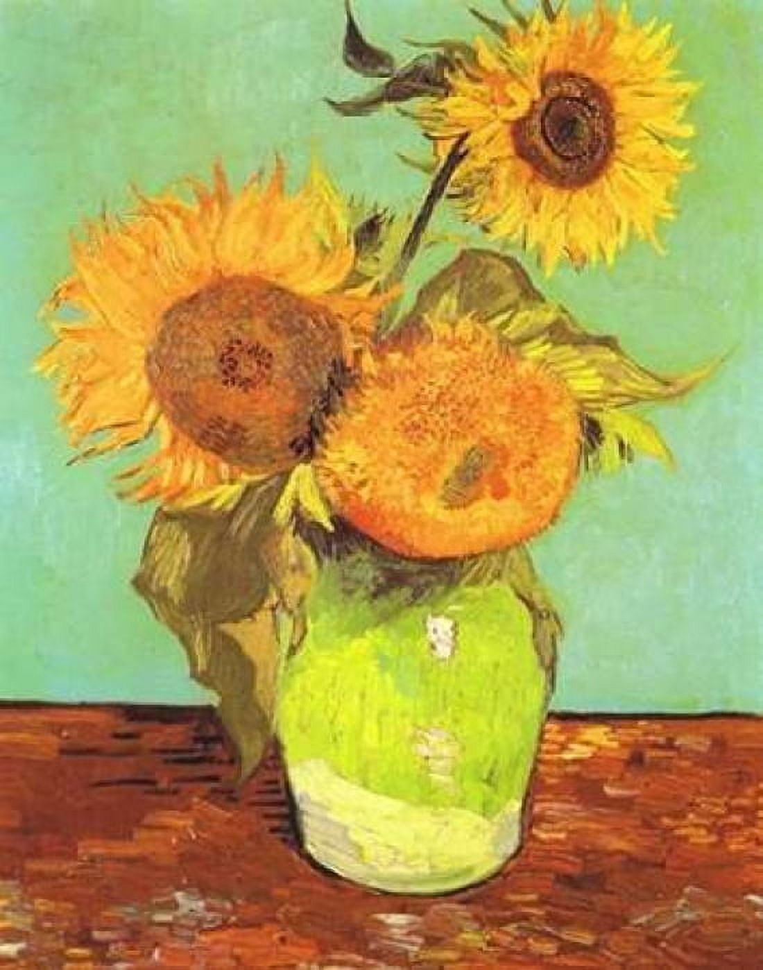 Vase With Three Sunflowers Canvas Art - Vincent Van Gogh (22 x 28)