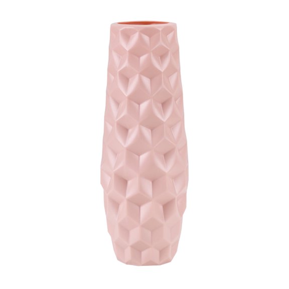 Vase for Flowers Modern Simple Ceramic Dried Flower Vase Rivet Modern Angled Stoneware Home Decor Flower Vase - 10.3 inch, Pink
