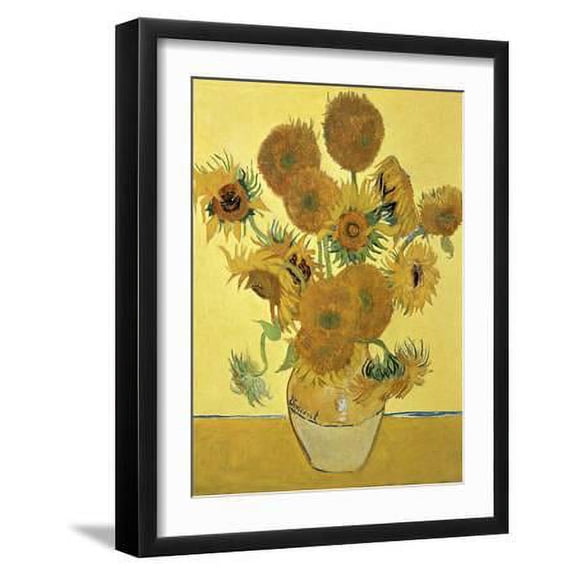 Vase of Fifteen Sunflowers, c1888, Botanical Seasons Framed Art Print Wall Art by Vincent van Gogh Sold by ArtCom