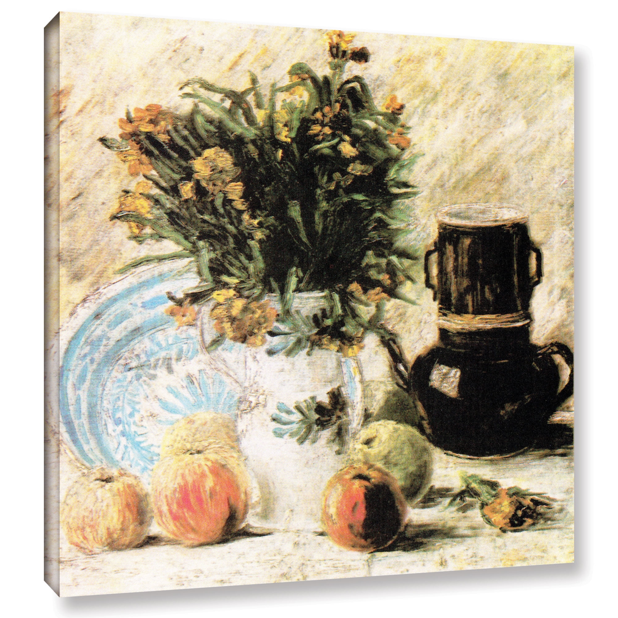 Vase of Flowers, Coffee Pot, and Some Fruit Gallery Wrapped Canvas