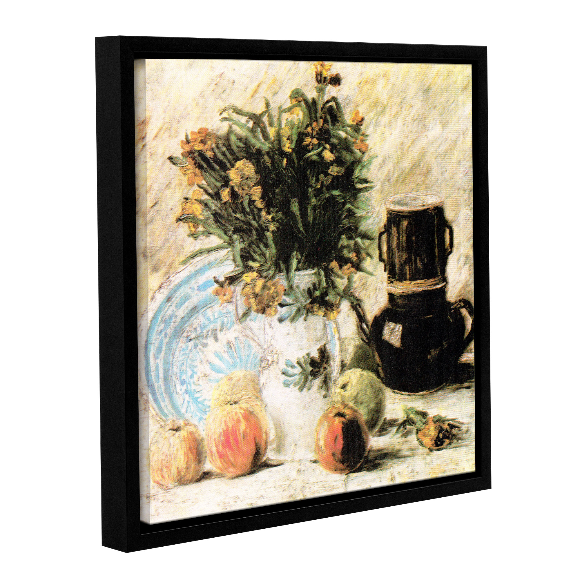 Vase of Flowers, Coffee Pot, and Some Fruit Gallery Wrapped Floater-framed Canvas