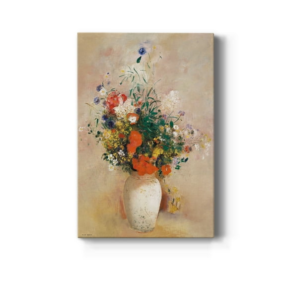 Vase of Flowers (Pink Background) Premium Gallery Wrapped Canvas - Ready to Hang - 8 x 12