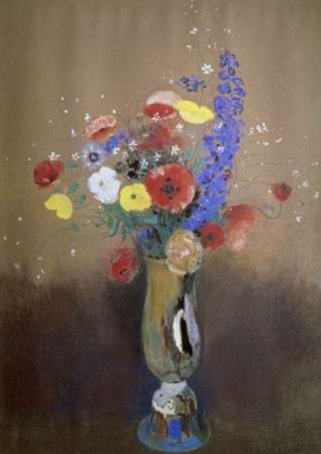 Vase of Flowers from a Field Canvas Art - Odilion Redon (20 x 28)