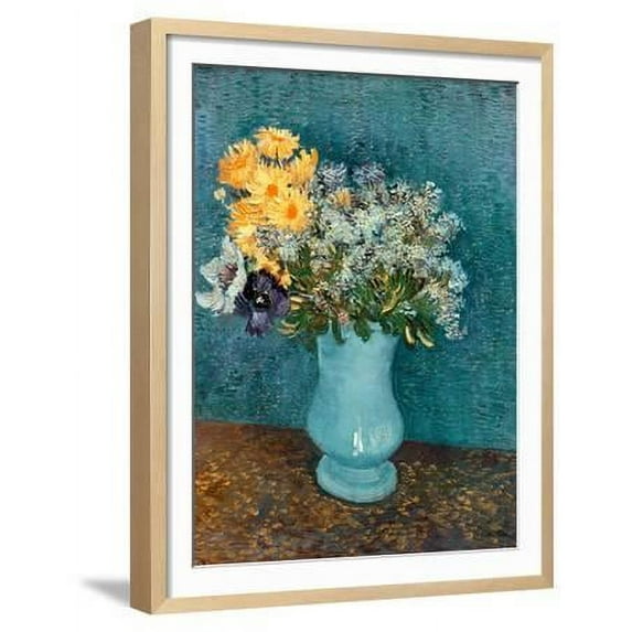 Vase of Lilacs, Daisies and Anemones, c.1887, Botanical Framed Art Print Wall Art by Vincent van Gogh Sold by Art.Com