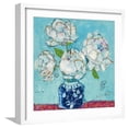 thumbnail image 1 of Art.com Vase of Peonies Aqua Art Print by Kellie Day, White Frame Wall Art, 21" x 21", 1 of 5