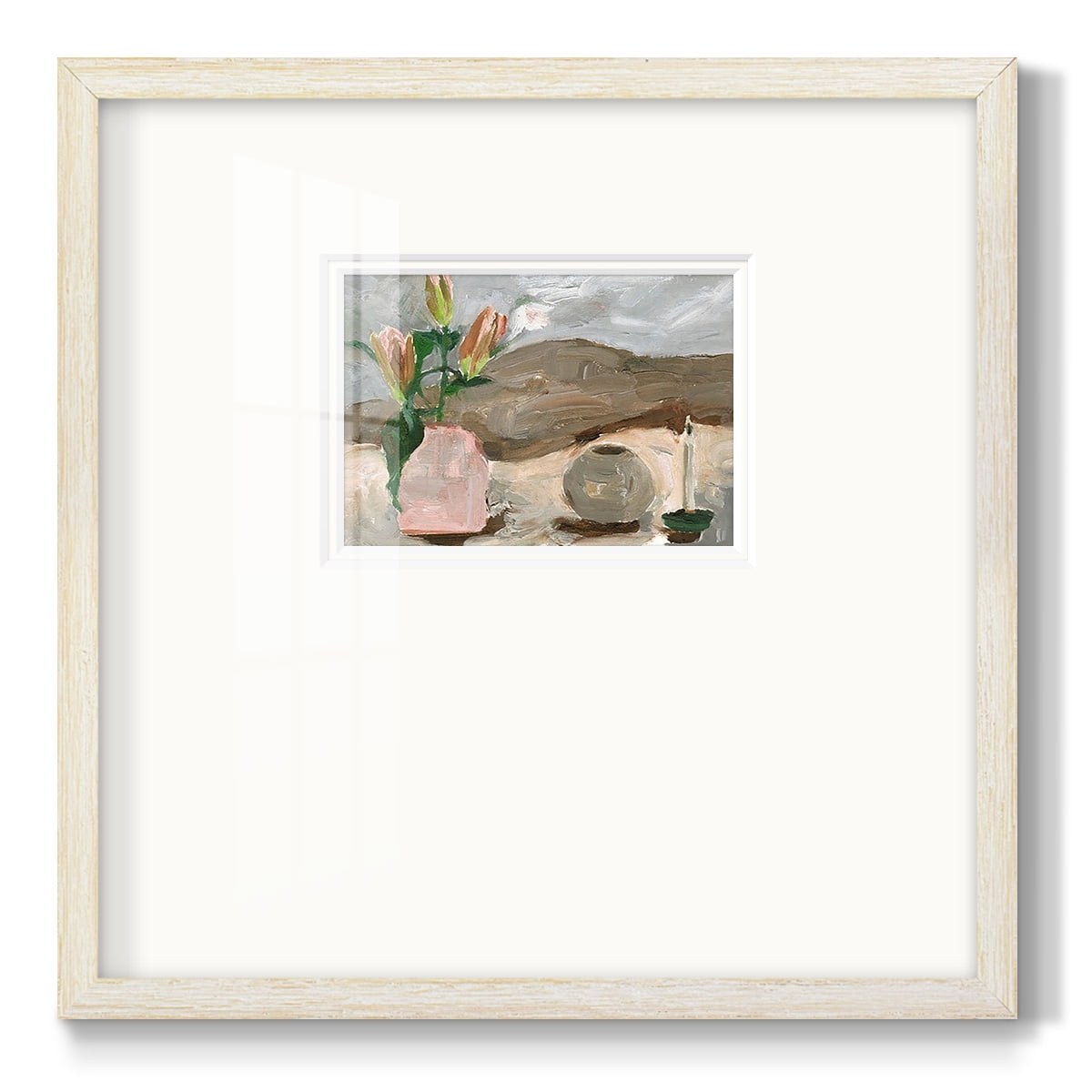 Vase of Pink Flowers VPremium Framed Print