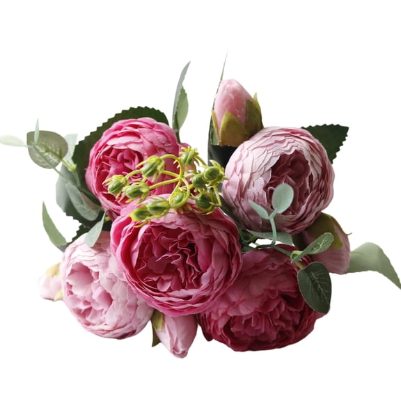 Vase with Artificial Flowers Home Decor, Peony Ranunculus 12 In, Faux Flowers, Dining Table Centerpiece, Valentine Table Decorations, 1 Pc