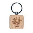 thumbnail image 1 of Vase with Bouquet of Flowers Square Keychain Charm Tag - Engraved Wood, 1 of 6